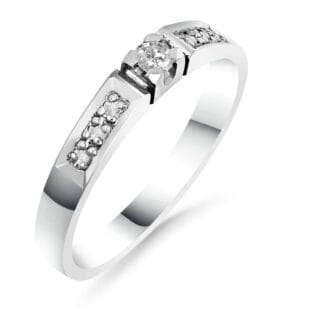 Silván Ariel timanttisormus 0,09ct, valkokultaa, vihkisormukset