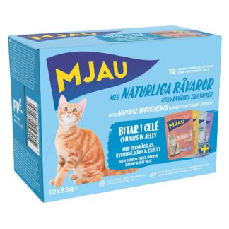 Mjau Multipack lihaa ja kalaa hyytelössä 12 x 85 g