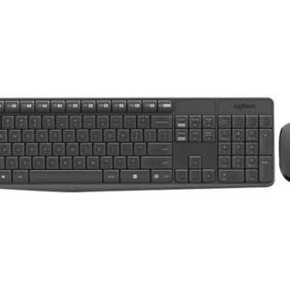 Logitech MK235, Täysikokoinen (100 %), Langaton, Langaton RF, QWERTY, Harmaa, Sisältää hiiren