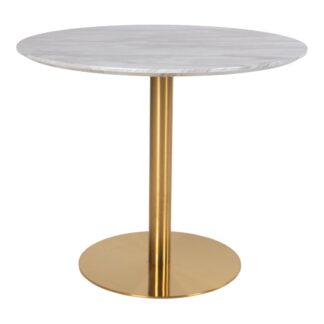 house nordic bolzano pyöreä ruokapöytä 90 cm marmori/messinki