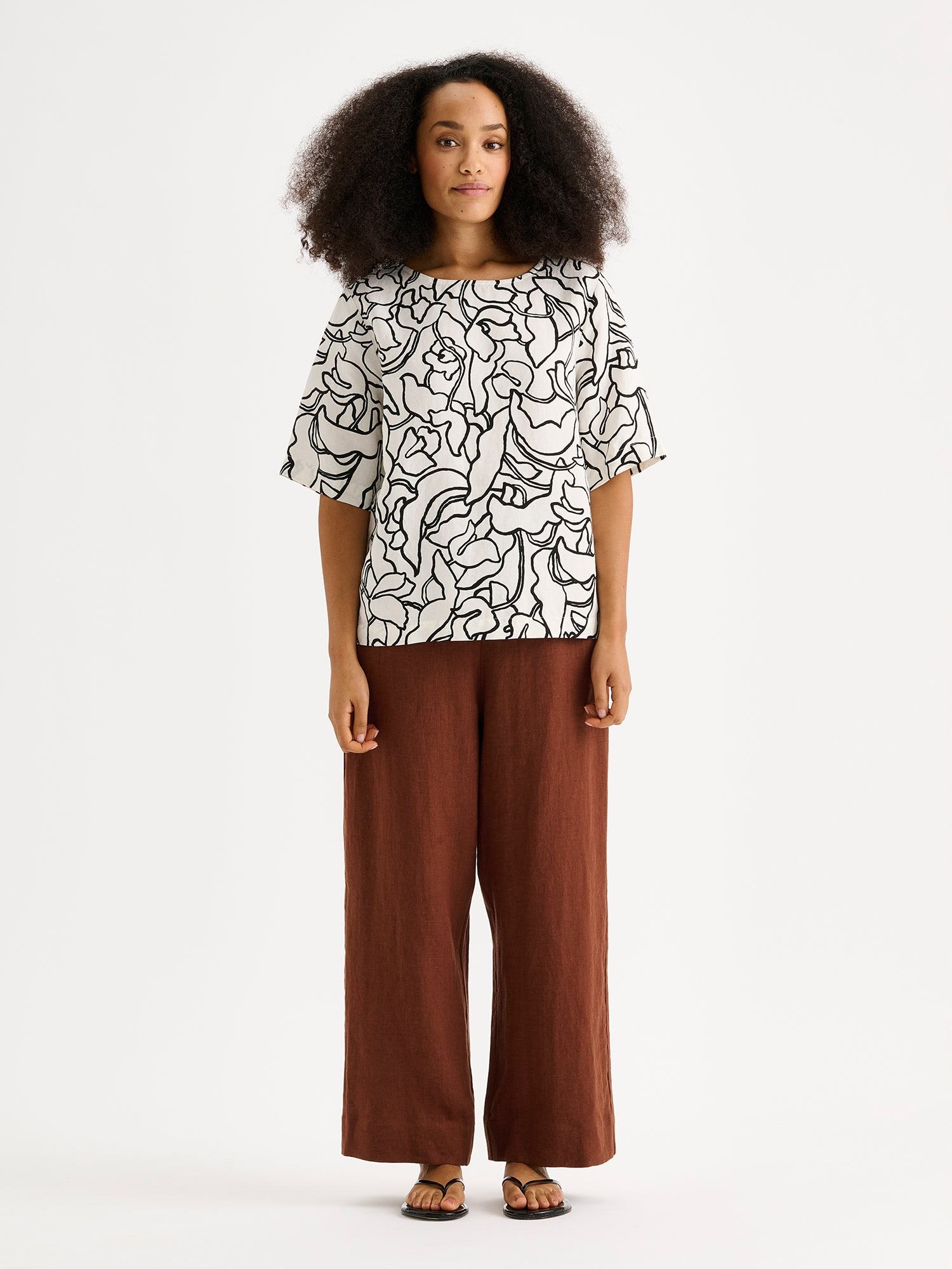 Nanso SAARI culottes-pellavahousut - ruskea