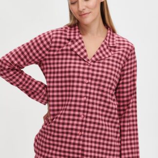 Nanso FLANELLI pyjamapaita - pinkki-burgundi
