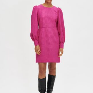 Nanso RELIEFI pitkähihainen mekko - pinkki