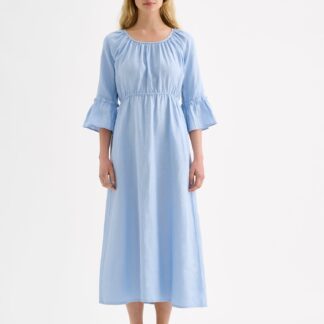 Nanso DONNA midi pellavamekko - vaaleansininen