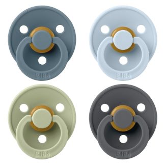 BIBS Pacifier Colour 4 Pack Latex Size 2 Petrol Sage Baby Blue Ir