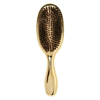 Lenoites Wild Boar Hair Brush with Cleaning Tool Gold
