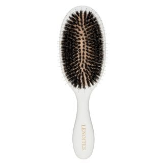 Lenoites Wild Boar Hair Brush with Cleaning Tool White