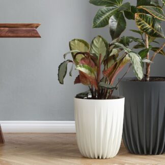 4Living Mira ECO ruukku puukomposiitti Ø19 cm valkoinen
