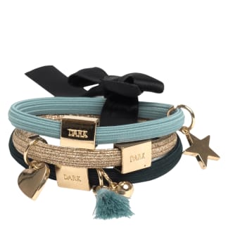 DARK Hair Ties Hair Ties Charm Combo Dark Teals 3pcs