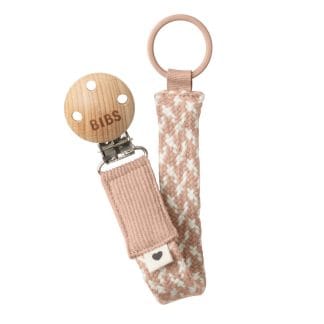 BIBS Pacifier Clip Braided – Blush/Ivory
