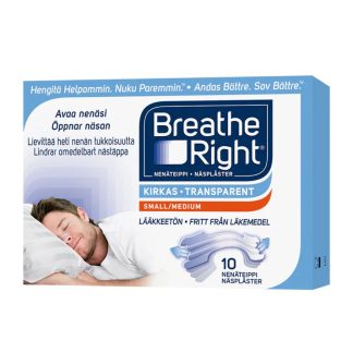 Breathe Right nenäteippi S/M, kirkas, 10 kpl 10 kpl