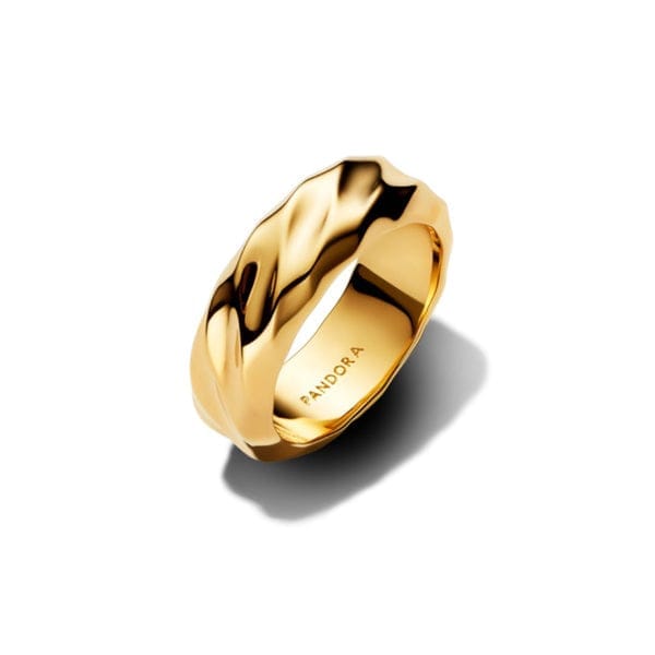 Pandora Essence Rippled Wide Band sormus, keltakullattu, 163886C00