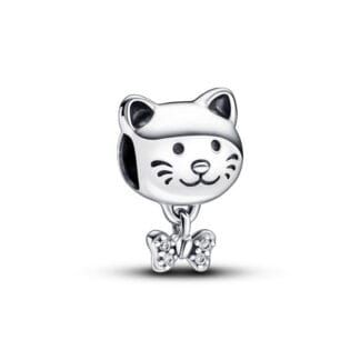 Pandora Moments Pet Cat & Bow hela, hopea, 792255C01