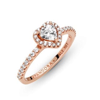 Pandora Timeless Sparkling Elevated Heart sormus, ruusukullattu, 188421C02