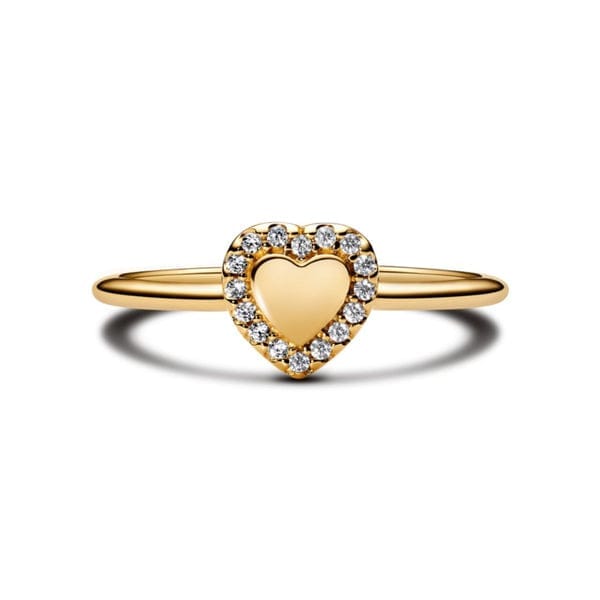 Pandora Timeless Engravable Heart Halo sormus, keltakullattu, 163801C01