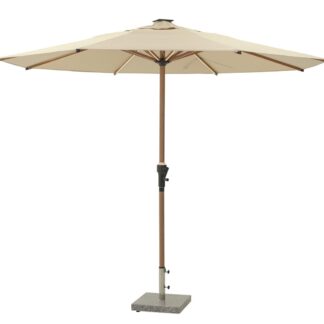 Premium aurinkovarjo 300 cm beige/ tiikki led valoilla