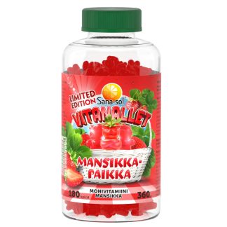 Sana-Sol Vitanallet Mansikkapaikka monivitamiini 180 kpl 180 kpl