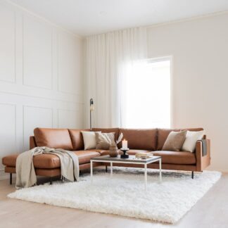 Scandic Copenhagen avokulmasohva vasen, konjakinruskea Colorado 03 nahka