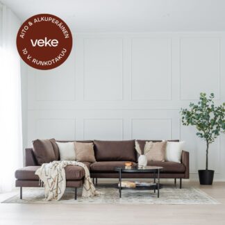 Scandic Copenhagen avokulmasohva vasen ruskea Colorado 05 bonded-nahka