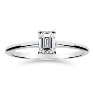 Silván Solitaire Emerald timanttisormus 0,50ct, valkokultaa, vihkisormukset