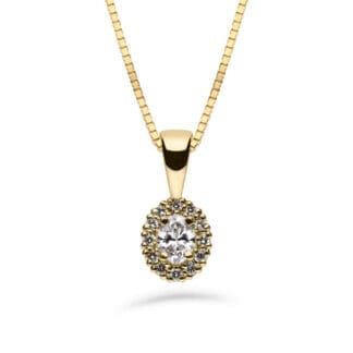 Silván Rosalie Ovaali timanttiriipus 0,26ct, keltakultaa, timanttikorut