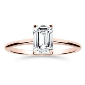 Silván Solitaire Emerald timanttisormus 1,00ct, rosekultaa, vihkisormukset