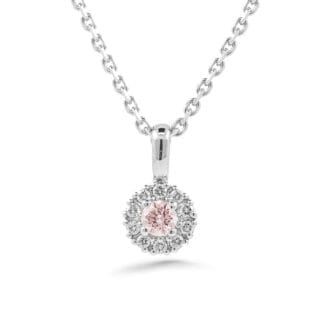 Silván Lauriel halotimanttiriipus morganiitilla, 0,10ct, valkokultaa, timanttikorut