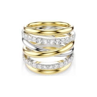 Swarovski Hyperbola sormus, 3 osaa, keltakullattu ja kirkkaat zirkoniat