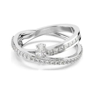 Swarovski Hyperbola sormus, vaalea metalli ja kirkkaat kristallit