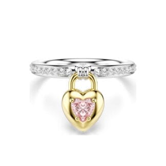Swarovski Idyllia sormus, keltakullattu ja vaaleanpunainen kristalli