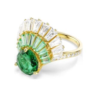 Swarovski Idyllia sormus, keltakullattu, vihreä kristalli ja zirkonit
