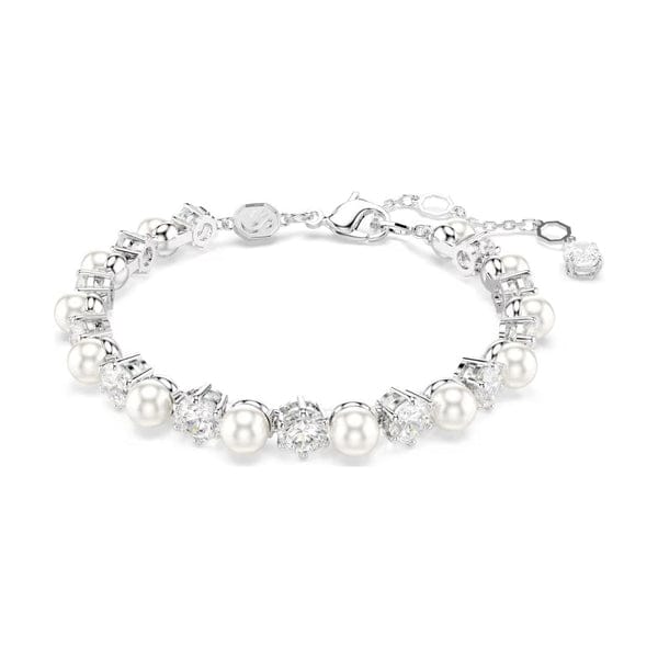 Swarovski Matrix rannekoru, vaalea metalli, kirkkaat kristallit ja valkoiset helmet, 5689625