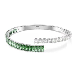 Swarovski Matrix rannerengas, vaalea metalli ja vihreät kristallit