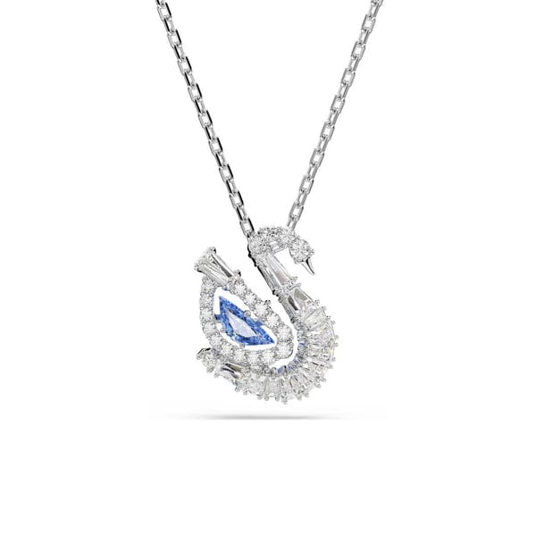 Swarovski Swan riipus, vaalea metalli, sininen ja kirkkaat kristallit, 5723389