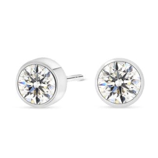 Valkokultaiset korvakorut 5mm kirkkaalla zirkoniakivellä, 14K valkokulta