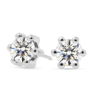 Valkokultaiset korvakorut 5mm zirkoniakivellä, 14K valkokulta