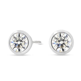 Valkokultaiset korvakorut 5mm kirkkaalla zirkoniakivellä, 14K valkokulta
