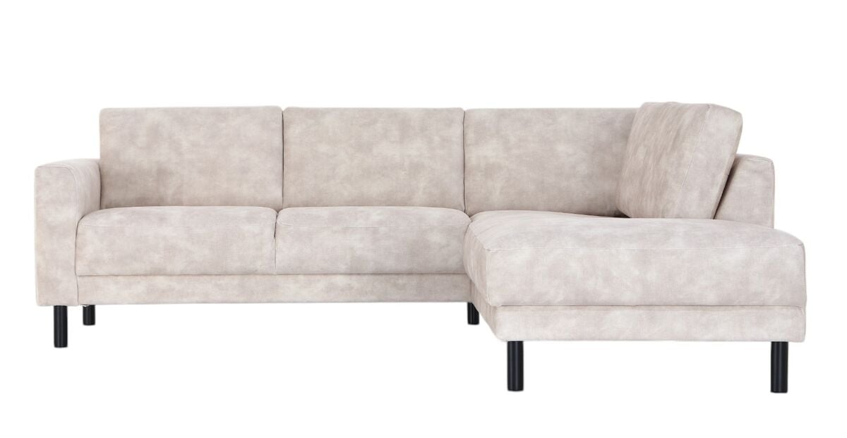 Joki avokulmasohva oikea beige Adore 01, mustat jalat