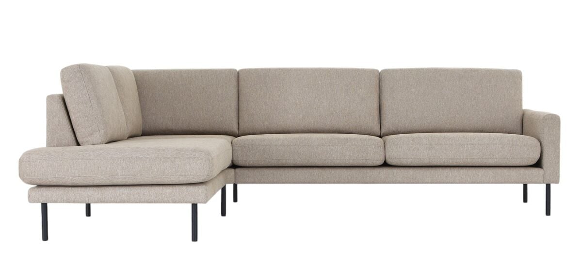 Kotoa avokulmasohva vasen, beige 11 Merita, musta metallijalka