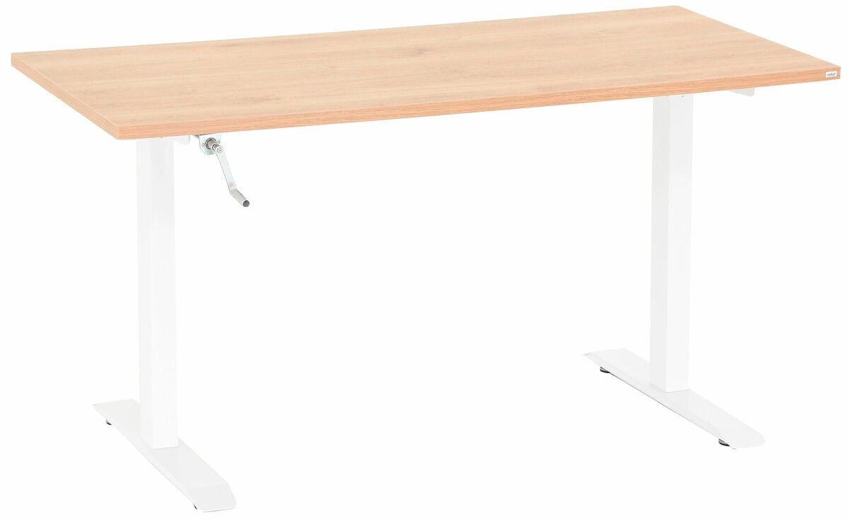 Office veivattava säätöpöytä 115x67 cm tammi valkoinen jalka