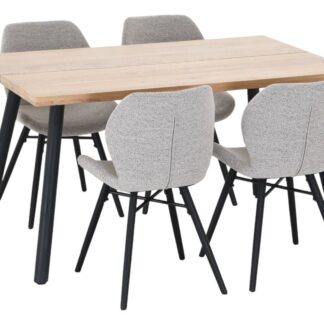 Veini-Keto 4-hengen ruokailuryhmä lakattu tammi/musta/beige Monza