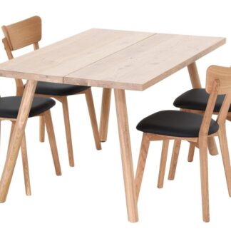 Veini-Koto 4-hengen ruokailuryhmä lakattu tammi, tammi/musta PU