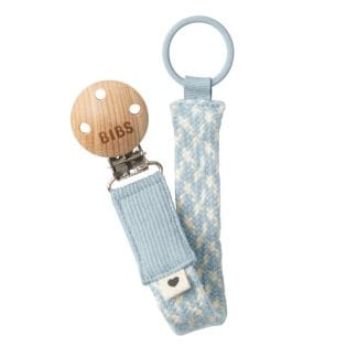 BIBS Pacifier Clip Braided – Baby Blue/Ivory