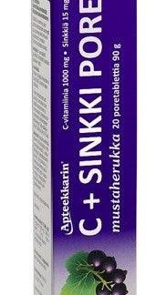 Apteekkarin C+ Sinkkipore Mustaherukka 20 poretabl