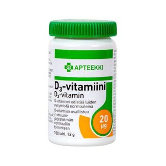 Apteekki D3-Vitamiini 20 mikrog
