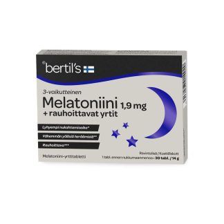 Bertils Melatoniini 1,9 mg + Rauhoittavat Yrtit tabl