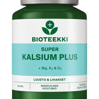 Bioteekki Super Kalsium Plus (+Magnesium, K2-vitamiini, D3-vitamiini) 90 kaps