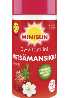 Minisun D-vitamiini 20 mcg - Metsämansikka 200 tabl