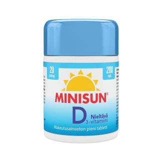 Minisun D-vitamiini Nieltävä 20 mikrog 200 tabl