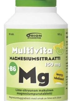 Multivita Magnesiumsitraatti+B6 Lime-Sitruuna 150mg 90 purutabl